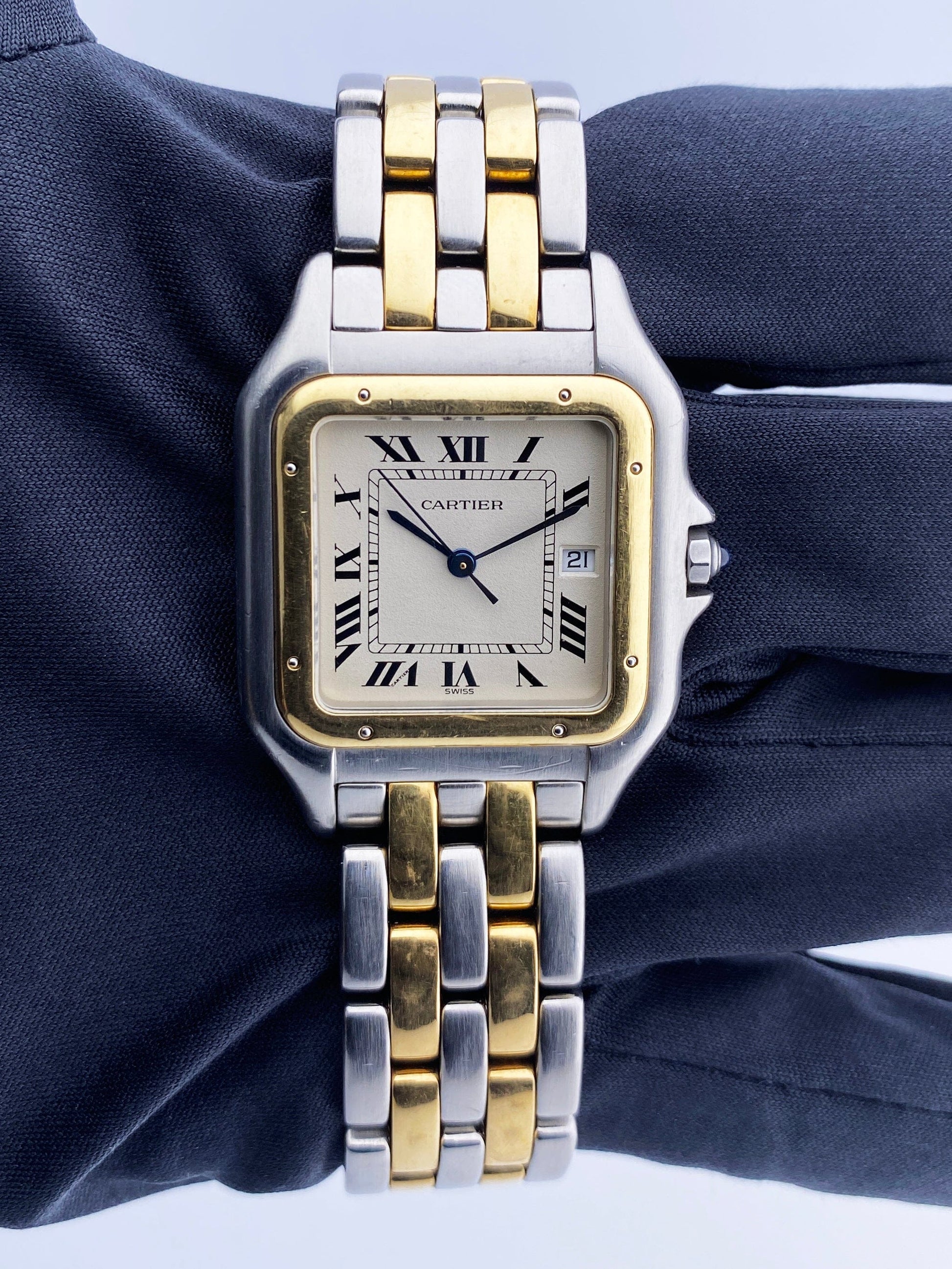 Cartier Panthere Jumbo 187957 Two Tone Mens Watch Box Papers - Wristwatch