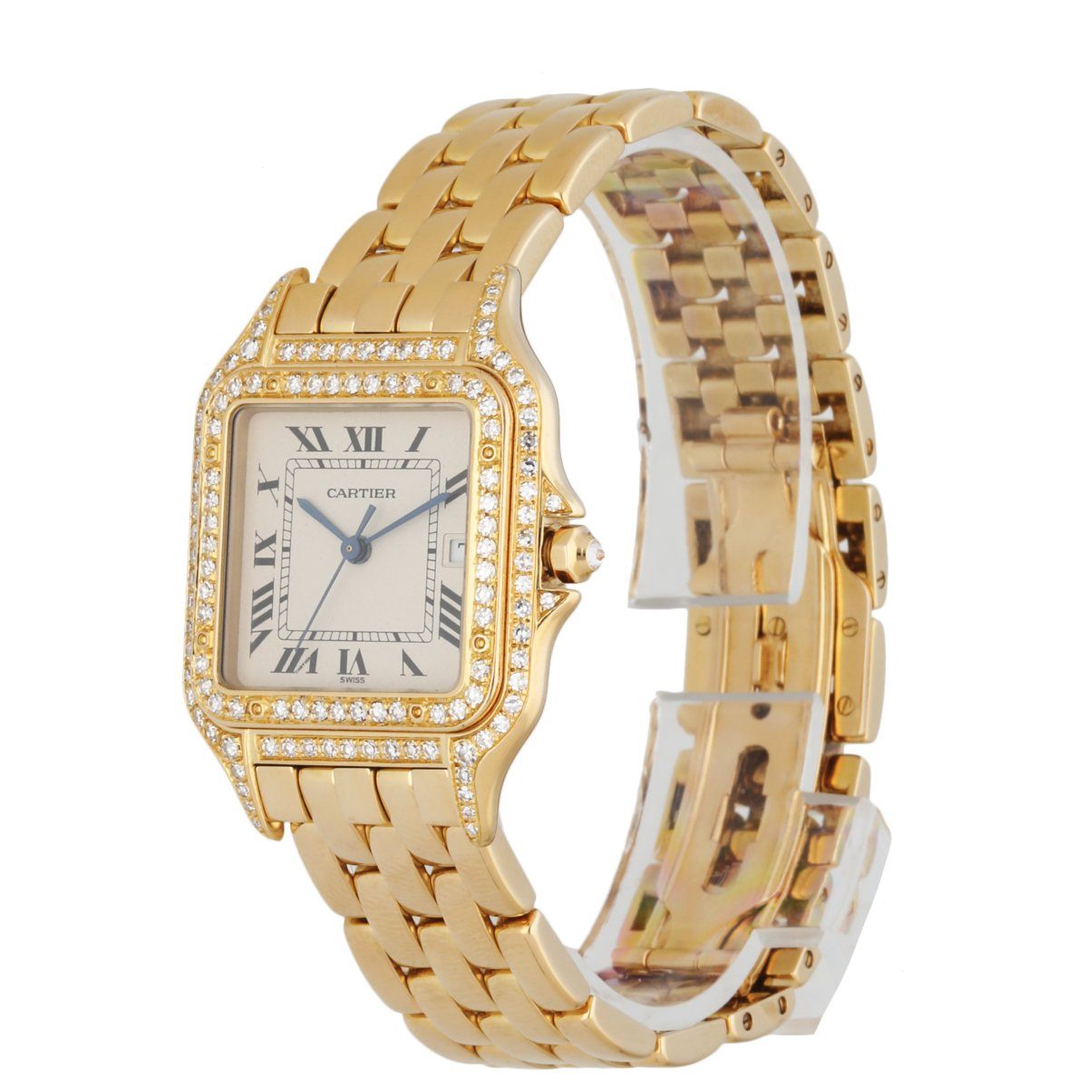 Cartier Panthere Large 18K Yellow Gold Factory Diamonds Watch