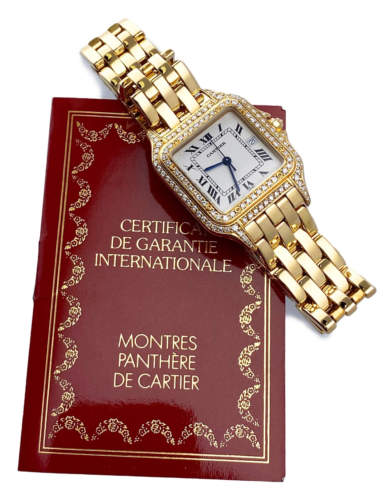 Cartier Panthere Large 88272147 Diamond 18K Yellow Gold Watch Box Papers - Wristwatch
