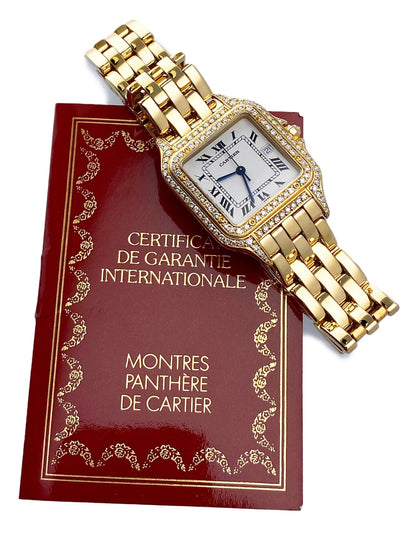 Cartier Panthere Large 88272147 Diamond 18K Yellow Gold Watch Box Papers - Wristwatch