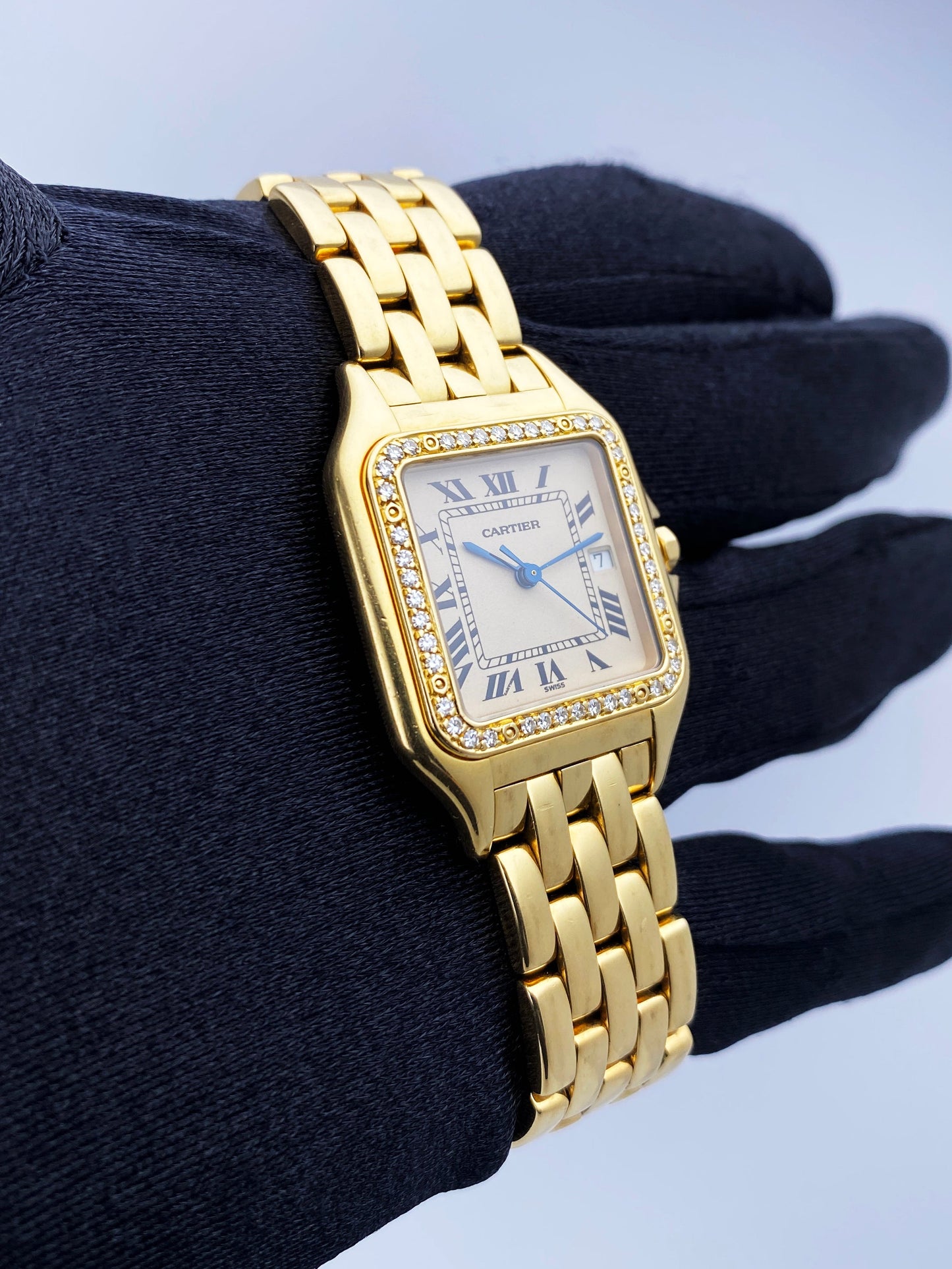 Cartier Panthere Large Size Diamond 18K Yellow Gold Watch - Wristwatch