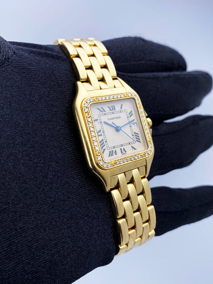 Cartier Panthere Large Size Diamond 18K Yellow Gold Watch - Wristwatch