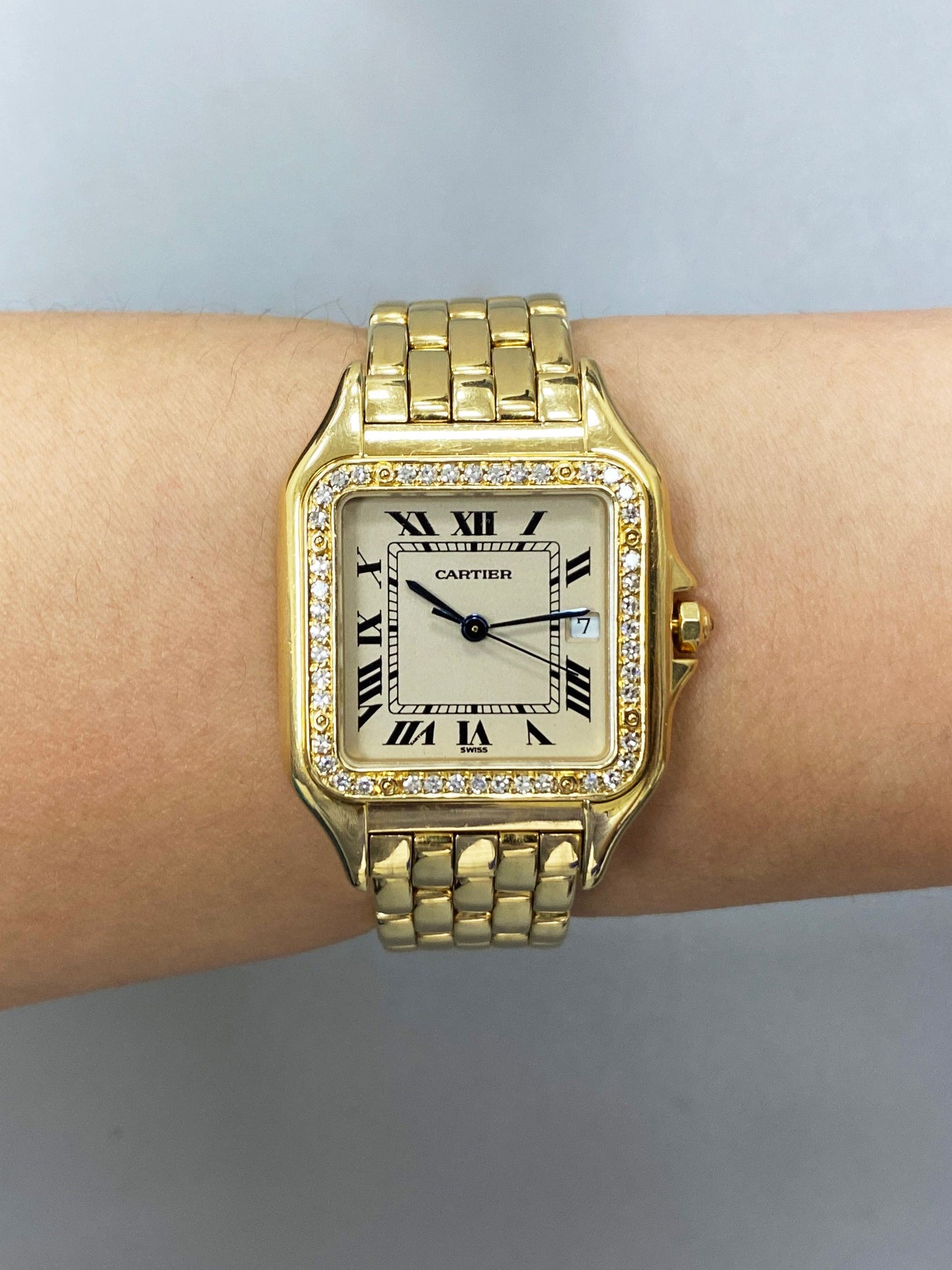Cartier Panthere Large Size Diamond 18K Yellow Gold Watch - Wristwatch