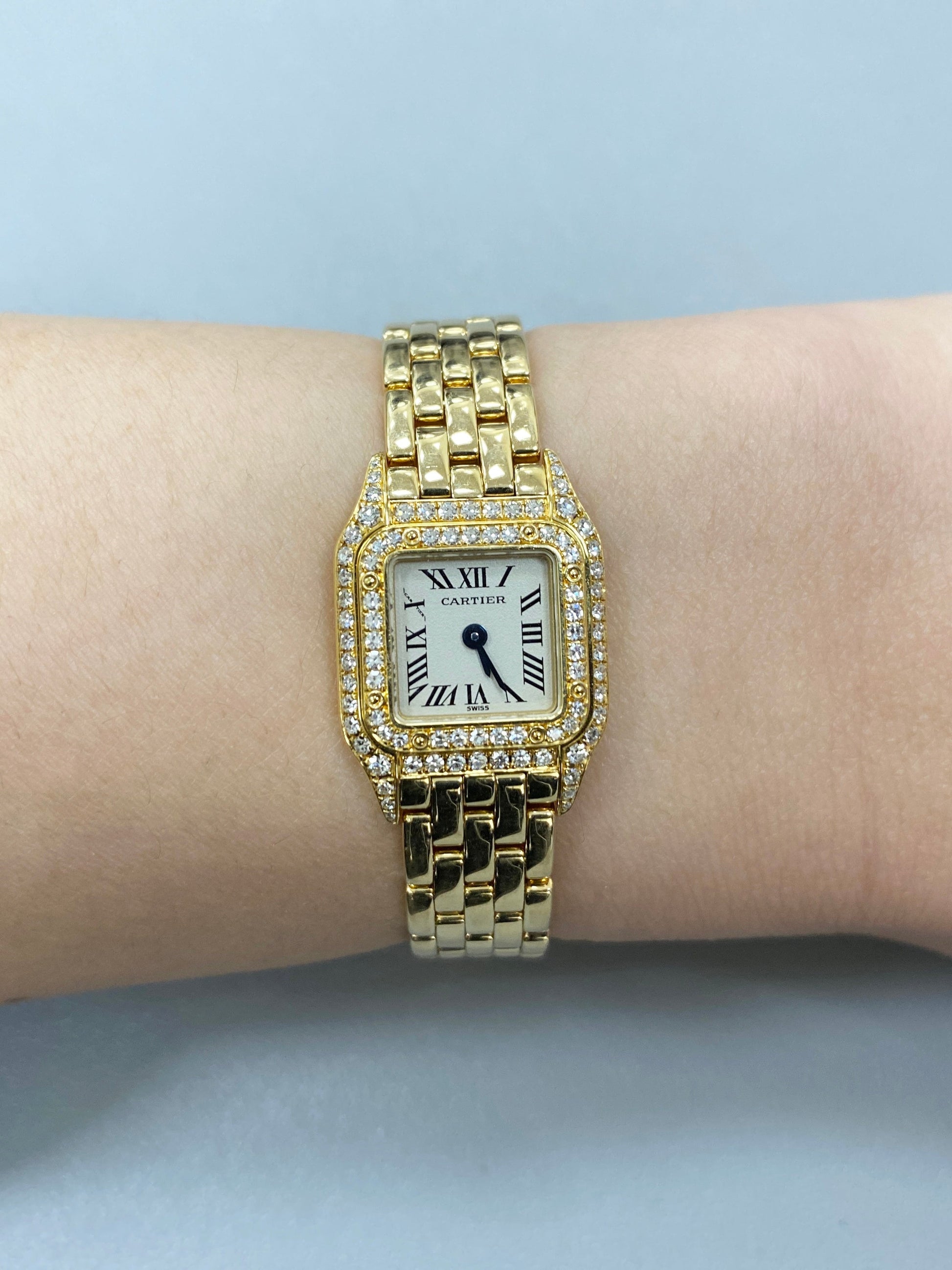 Cartier Panthere Mini 1131-1 18K Yellow Gold & Diamond Set Ladies Watch