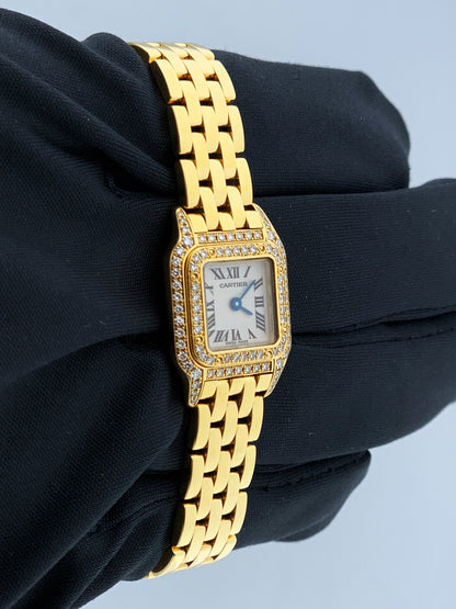 Cartier Panthere Mini 2360 18K Yellow Gold & Diamond Set Ladies Watch - Wristwatch