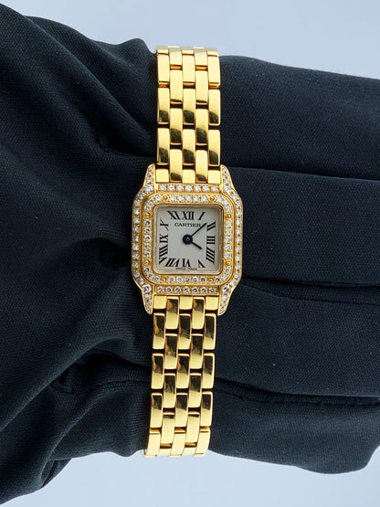 Cartier Panthere Mini 2360 18K Yellow Gold & Diamond Set Ladies Watch - Wristwatch