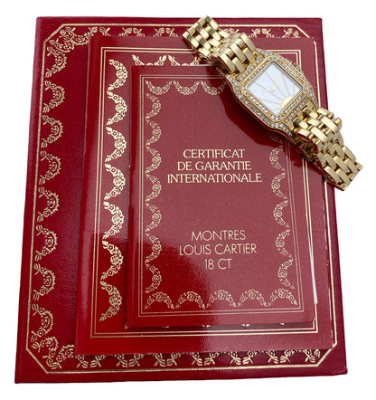Cartier Panthere MOP Diamond Dial Ladies Watch Box Papers - Wristwatch