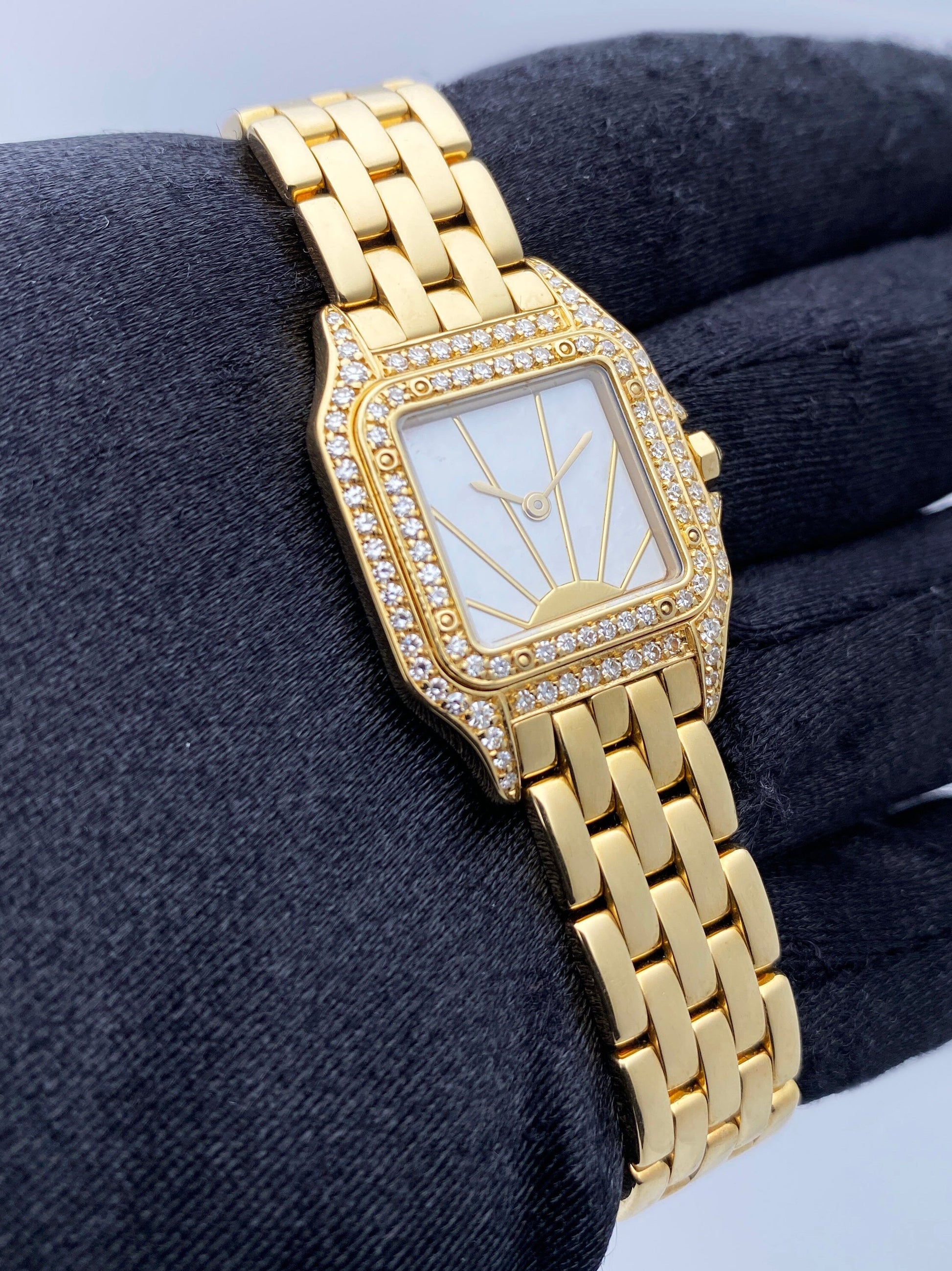 Cartier Panthere MOP Diamond Dial Ladies Watch Box Papers - Wristwatch