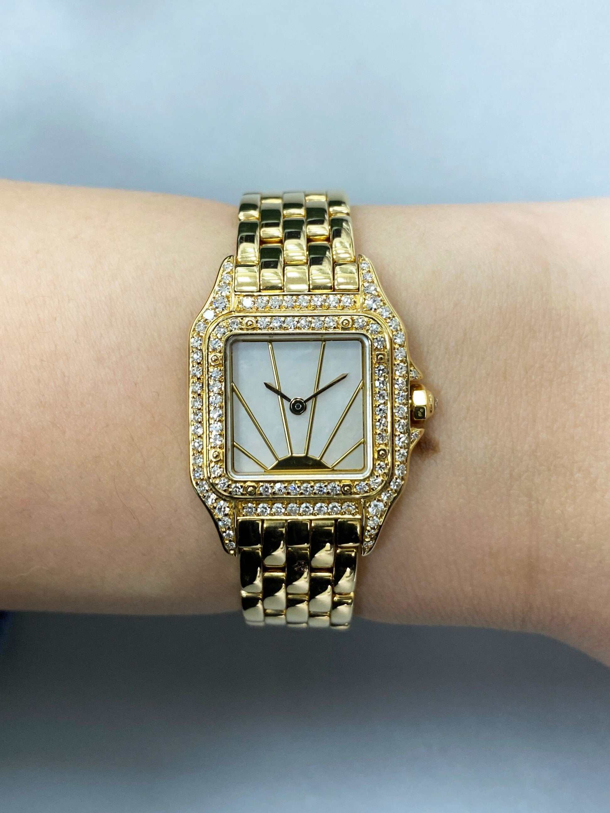 Cartier Panthere MOP Diamond Dial Ladies Watch Box Papers - Wristwatch