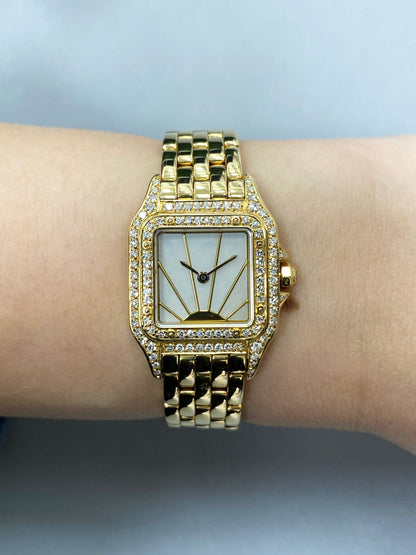 Cartier Panthere MOP Diamond Dial Ladies Watch Box Papers - Wristwatch