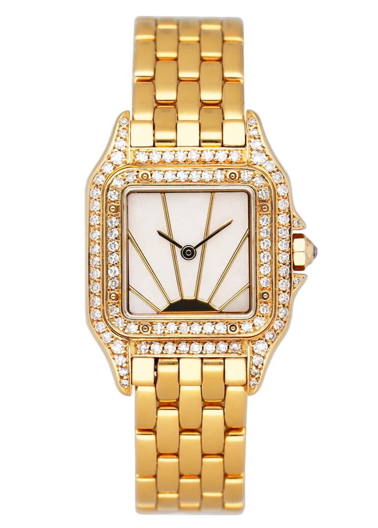Cartier Panthere MOP Diamond Dial Ladies Watch Box Papers - Wristwatch