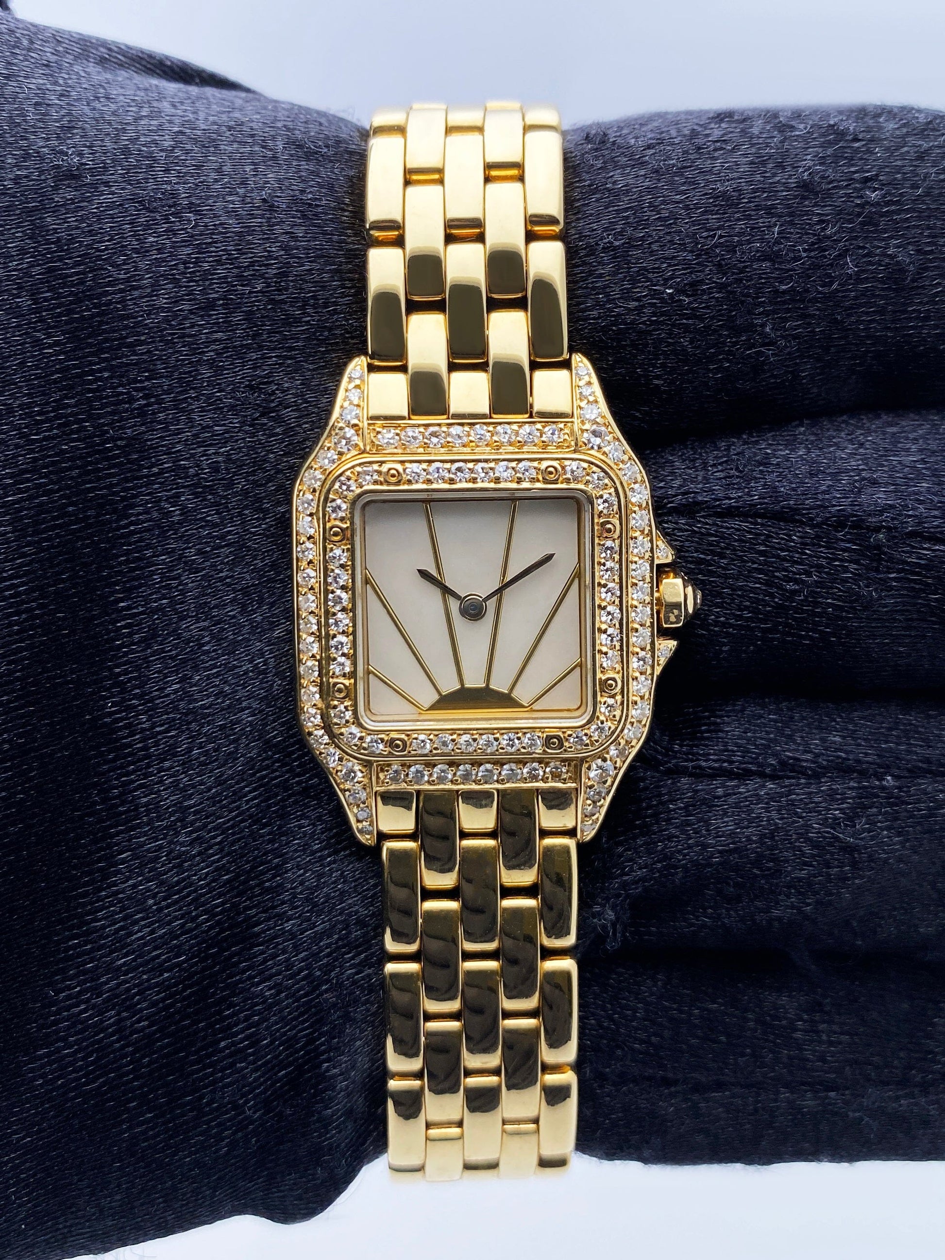 Cartier Panthere MOP Diamond Dial Ladies Watch Box Papers - Wristwatch