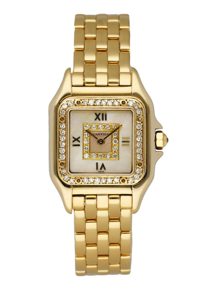 Cartier Panthere Mother of Peal 18k Yellow Gold & Diamonds Dial Ladies watch.
