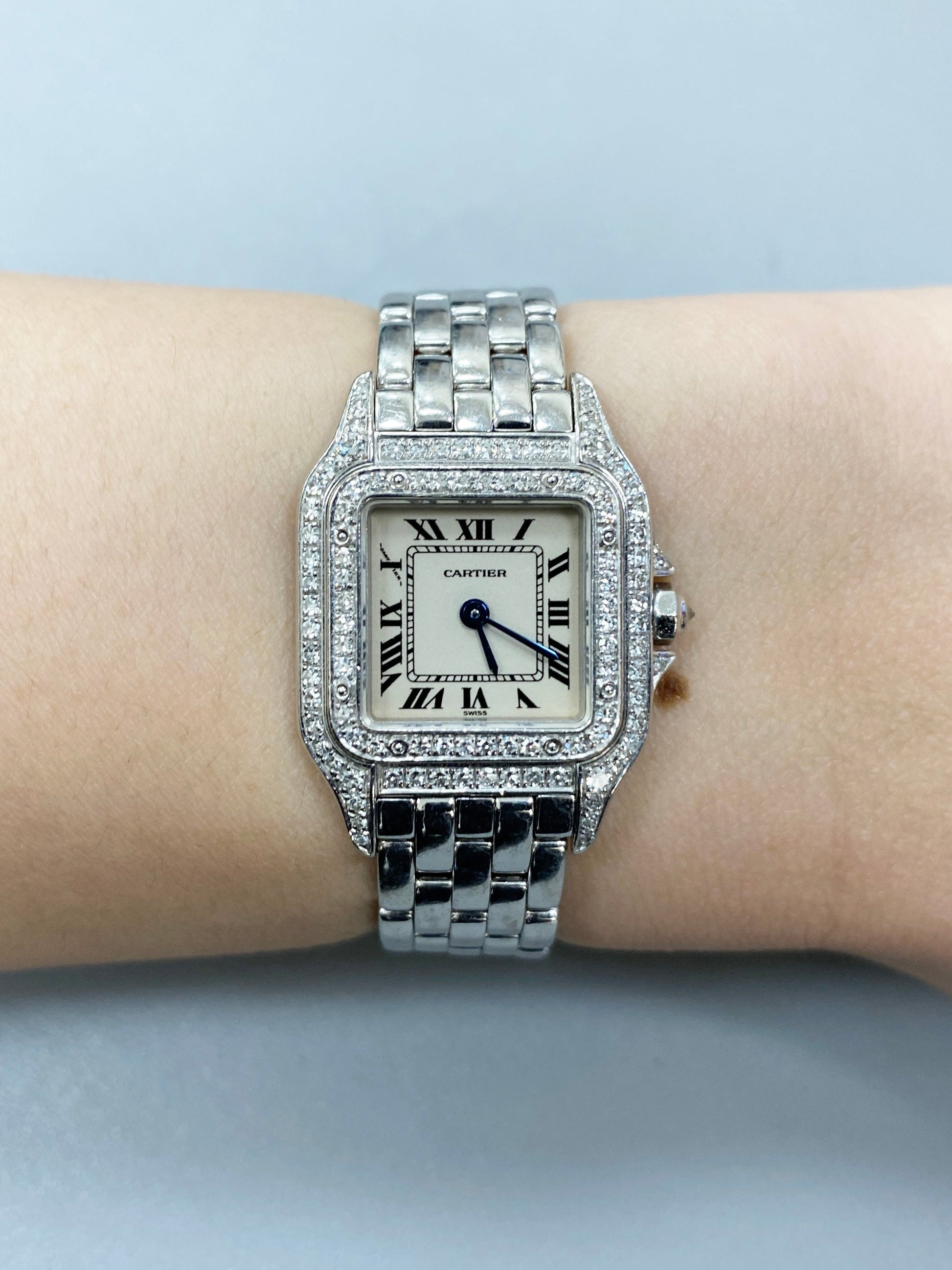 Cartier Panthere W25016F3/1660 18K White Gold & Diamond Ladies Watch