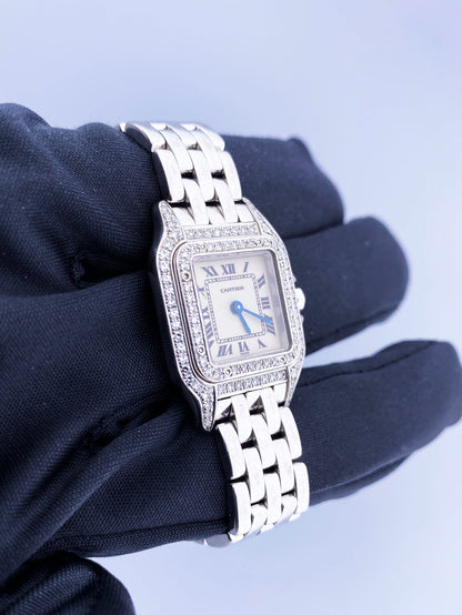 Cartier Panthere W25016F3/1660 18K White Gold & Diamond Ladies Watch