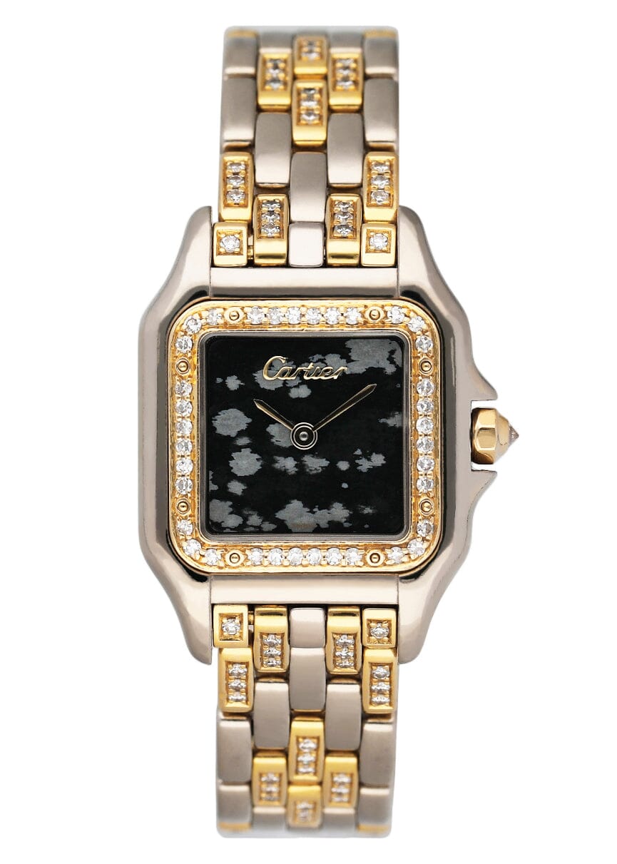 Cartier Panthere WF3052FH Gold Obsidian Stone Ladies Watch - Watches
