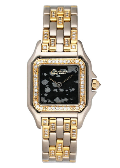 Cartier Panthere WF3052FH Gold Obsidian Stone Ladies Watch - Watches