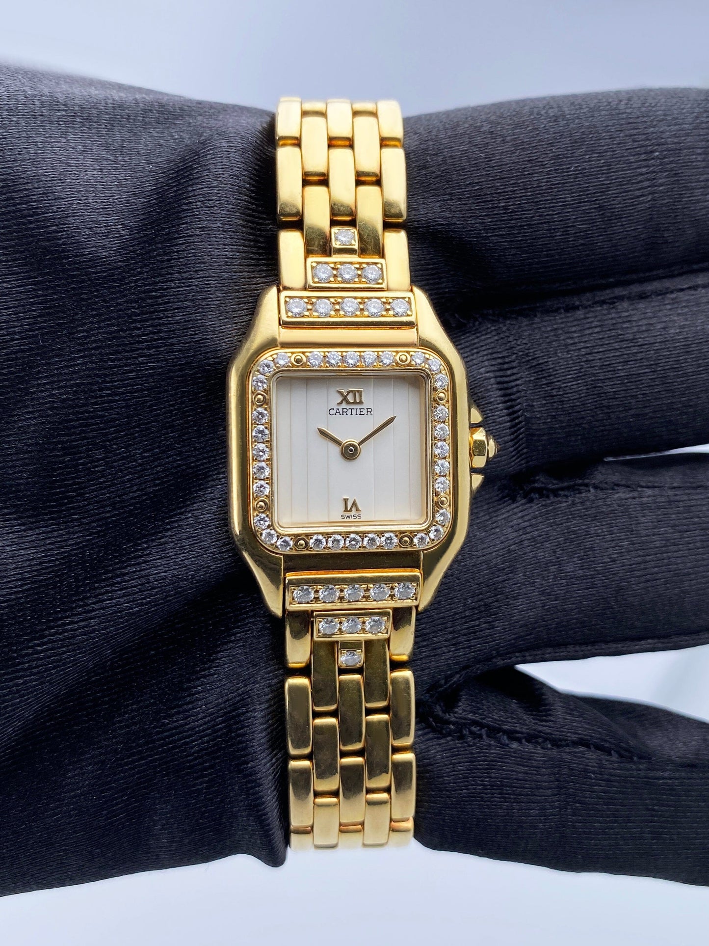 Cartier Panthere WF3159HP Diamond Cream Dial Yellow Gold Watch - Watches