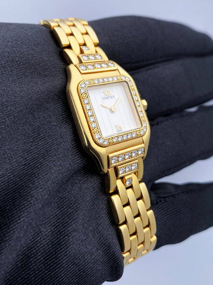 Cartier Panthere WF3159HP Diamond Cream Dial Yellow Gold Watch - Watches