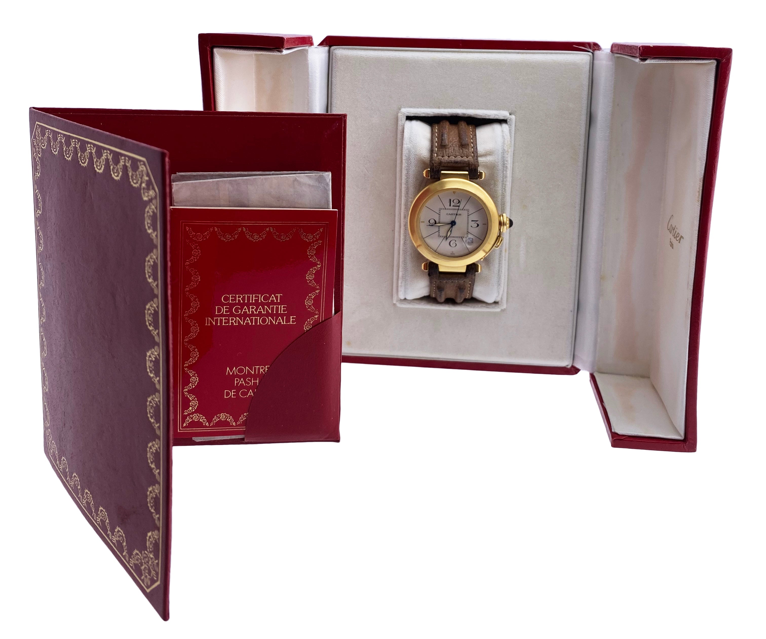 Cartier Pasha 18K Yellow Gold Mens Watch Box Papers | – Phigora