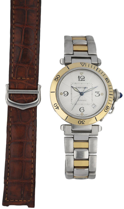 Cartier Pasha 2378 18K Yellow Gold & Stainless Steel Men’s Watch Full Set - Wristwatch