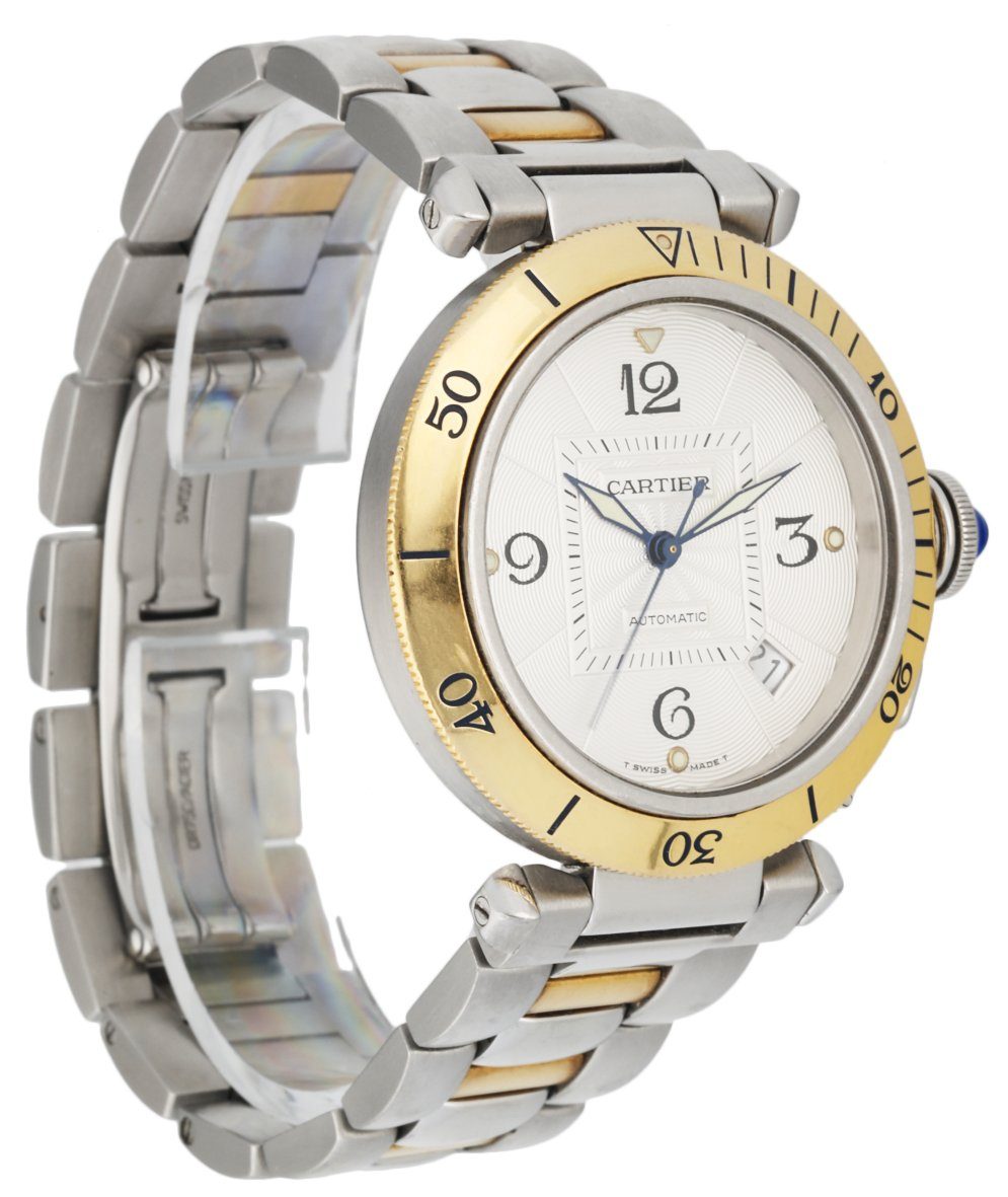 Cartier Pasha 2378 18K Yellow Gold & Stainless Steel Men’s Watch Full Set - Wristwatch