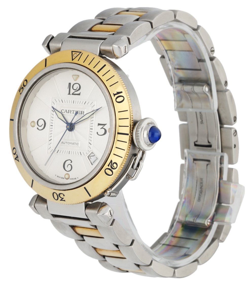 Cartier Pasha 2378 18K Yellow Gold & Stainless Steel Men’s Watch Full Set - Wristwatch