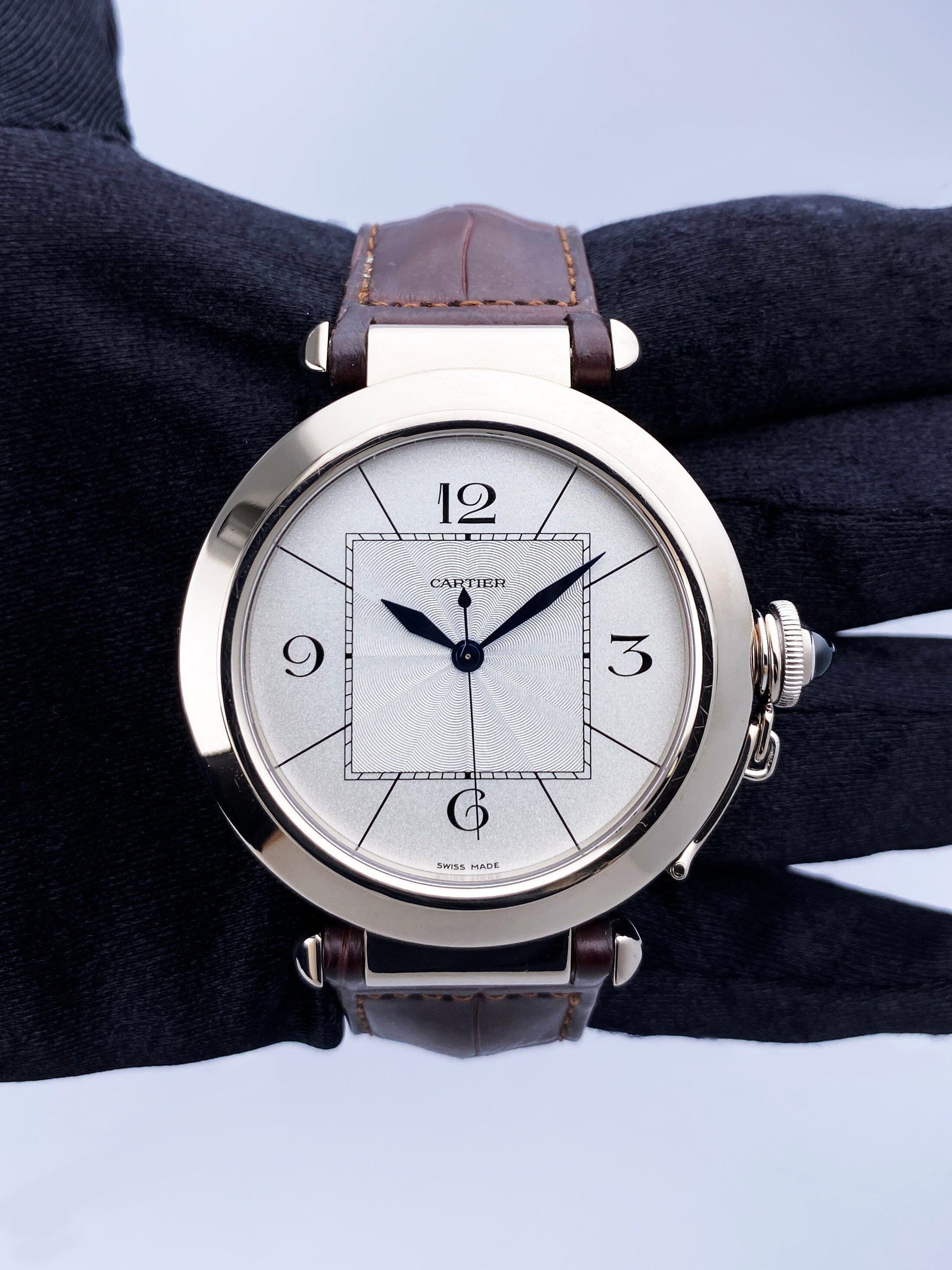 Cartier Pasha W3018751 Silver Dial 18K White Gold Mens Watch