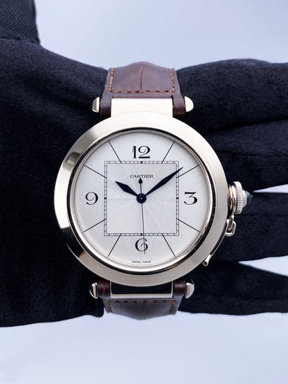 Cartier Pasha W3018751 Silver Dial 18K White Gold Mens Watch