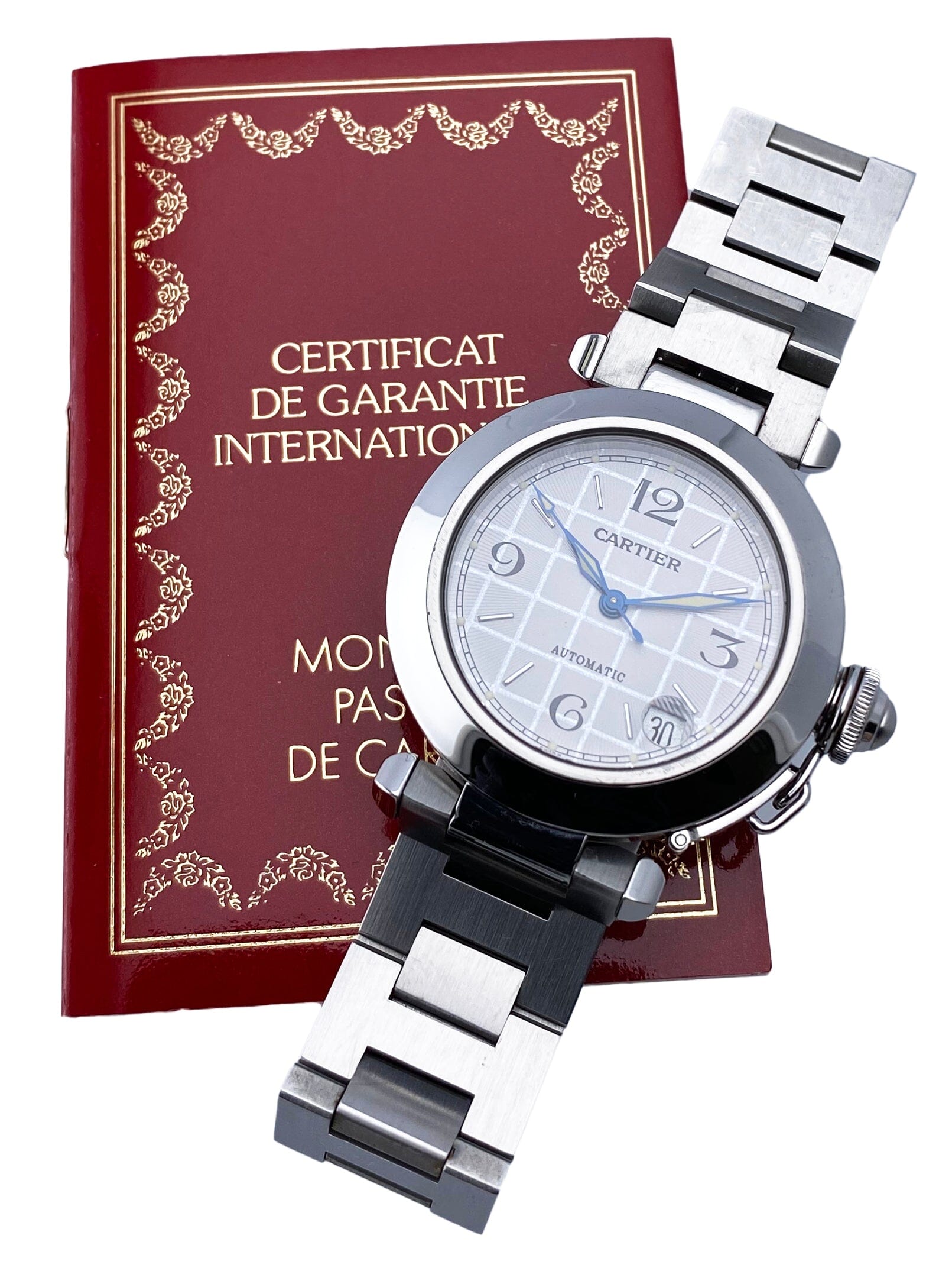 Cartier Pasha W31023M7 Silver Dial Steel Watch Box Papers - Watches