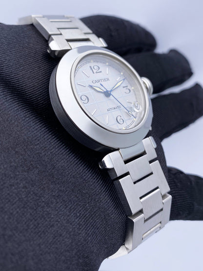 Cartier Pasha W31023M7 Silver Dial Steel Watch Box Papers - Watches