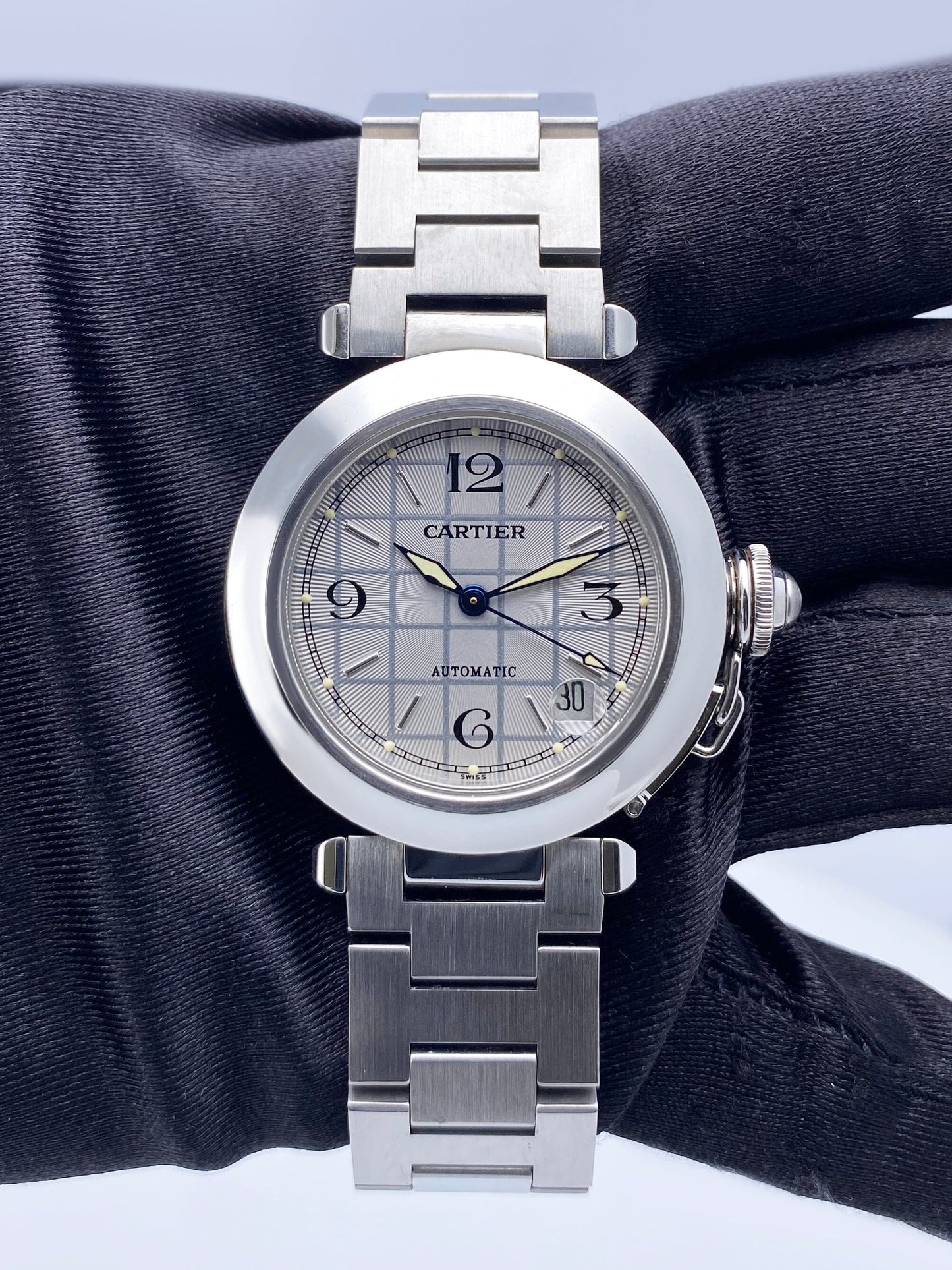 Cartier Pasha W31023M7 Silver Dial Steel Watch Box Papers - Watches