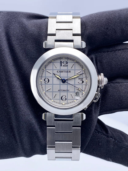 Cartier Pasha W31023M7 Silver Dial Steel Watch Box Papers - Watches
