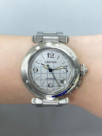 Cartier Pasha W31023M7 Silver Dial Steel Watch Box Papers - Watches