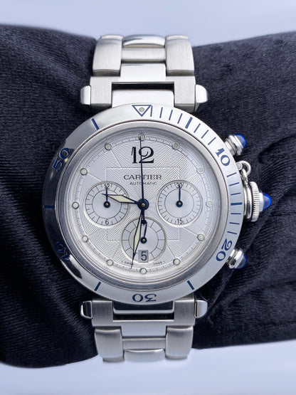 Cartier Pasha W3103055 Silver Dial Chronograph Mens Watch - Wristwatch