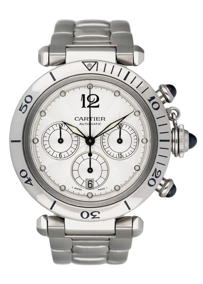 Cartier Pasha W3103055 Silver Dial Chronograph Mens Watch - Wristwatch