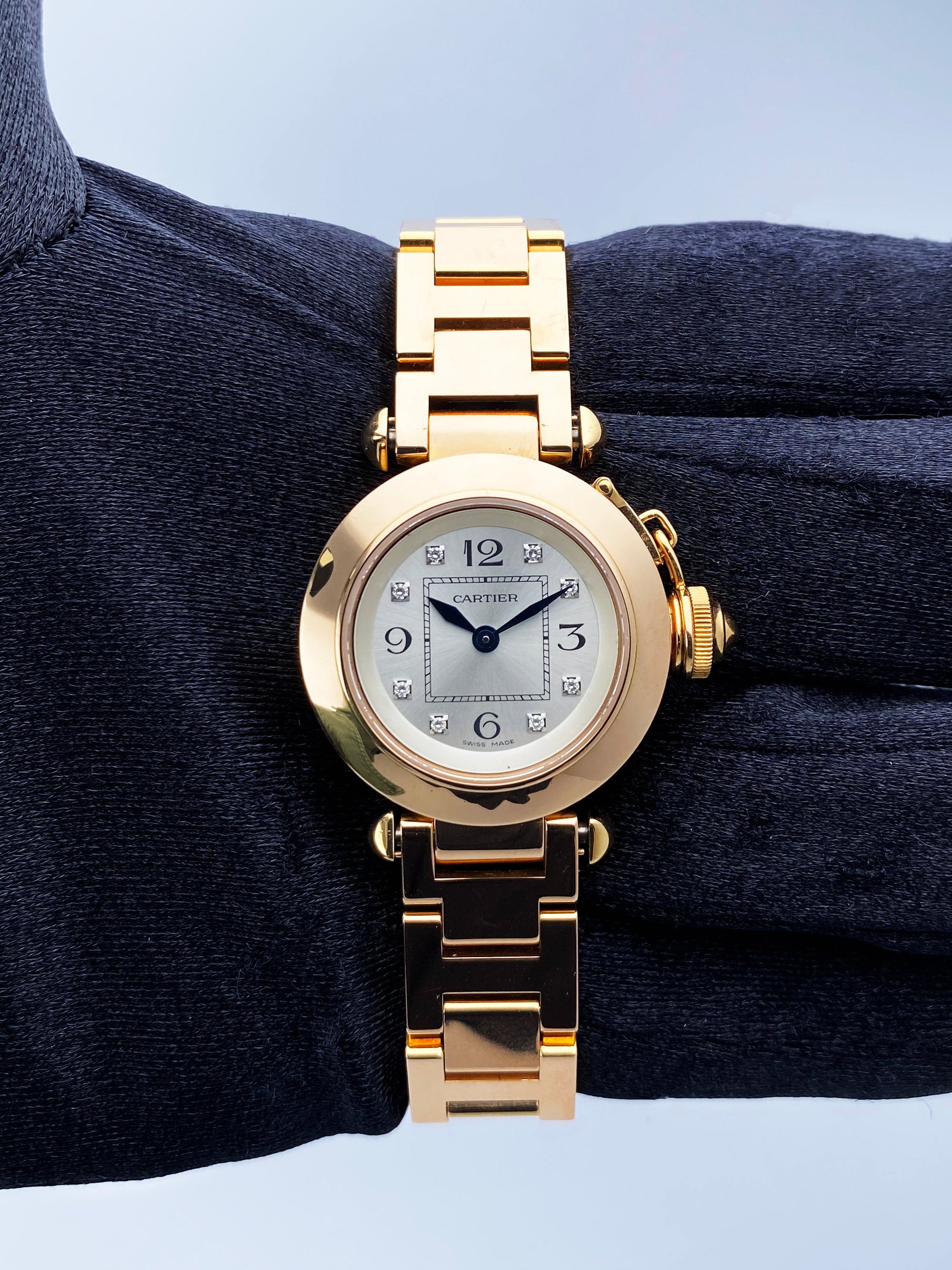 Cartier Pasha WJ124016 Diamond 18K Rose Gold Ladies Watch Box Papers - Wristwatch