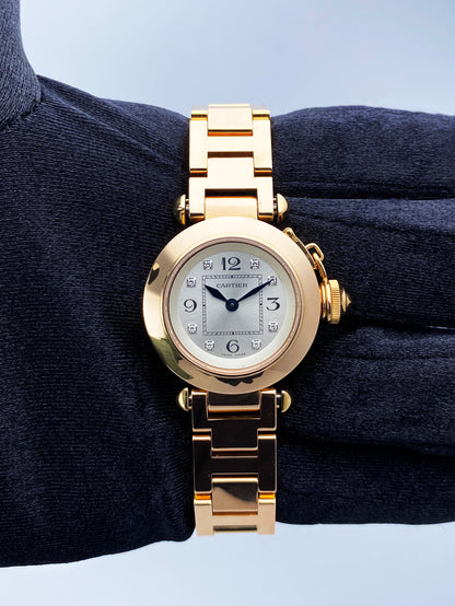 Cartier Pasha WJ124016 Diamond 18K Rose Gold Ladies Watch Box Papers - Wristwatch