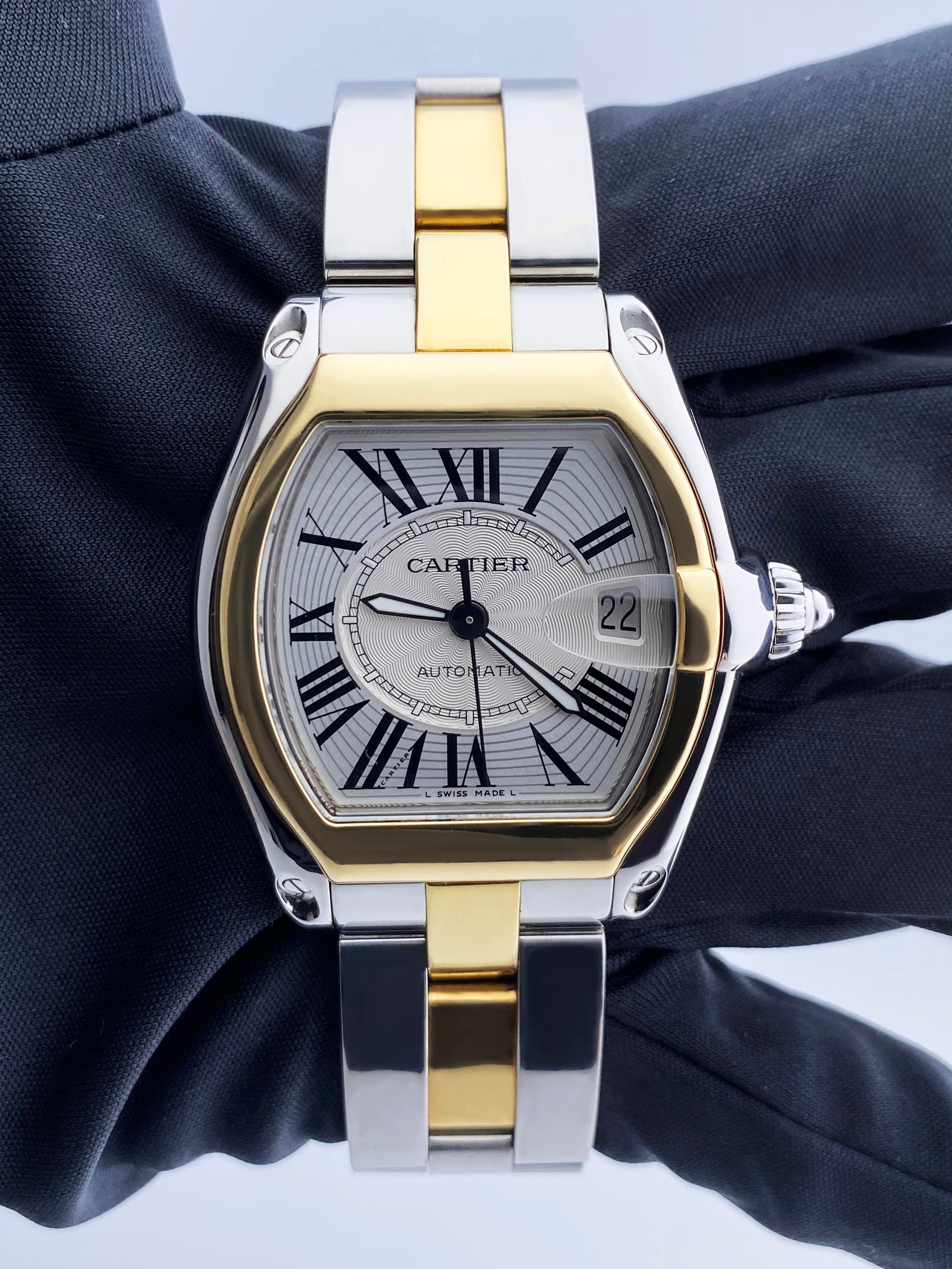 Cartier Roadster 2510 18k Yellow Gold & Steel Mens Watch