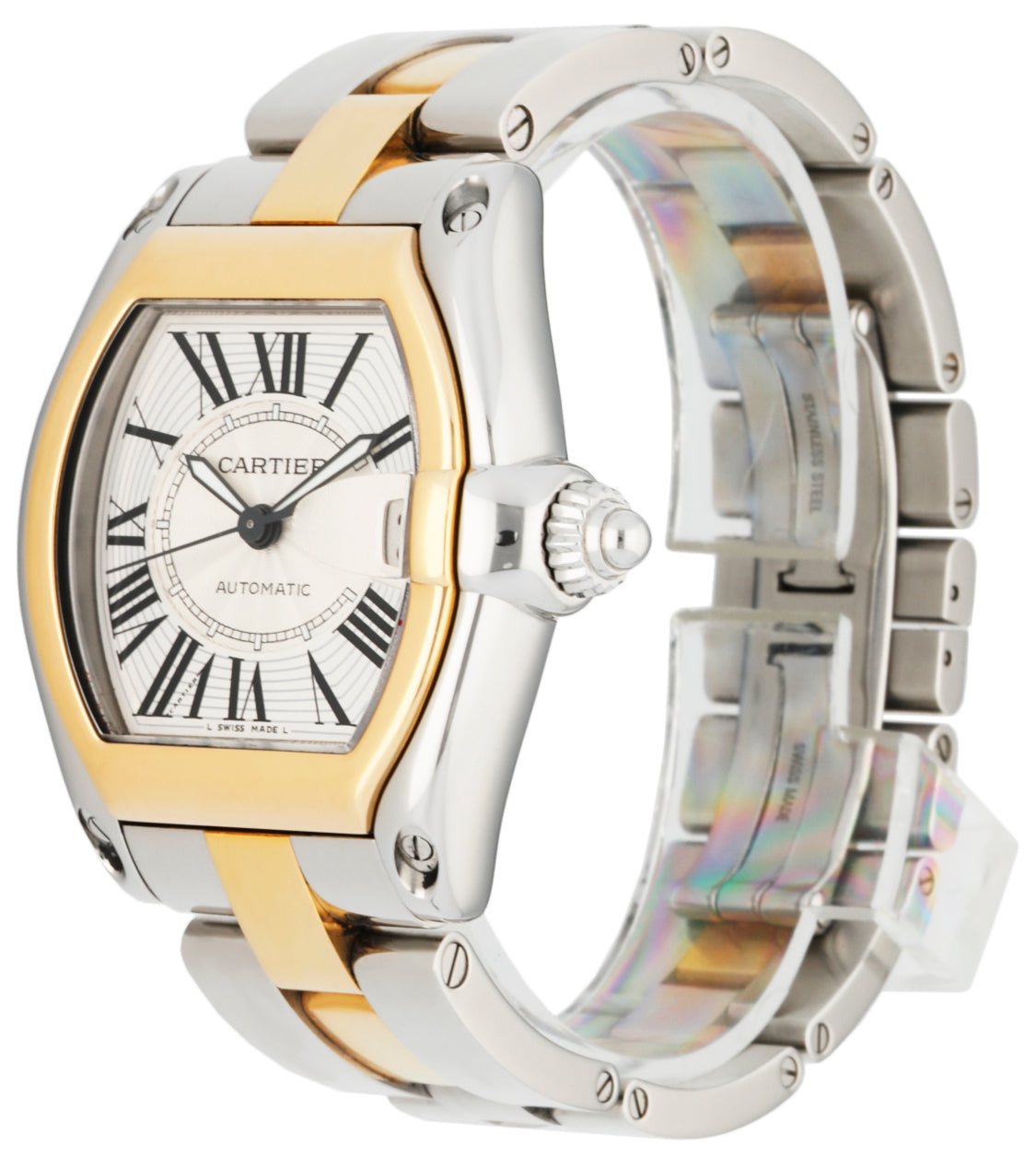 Cartier Roadster 2510 18k Yellow Gold & Steel Mens Watch