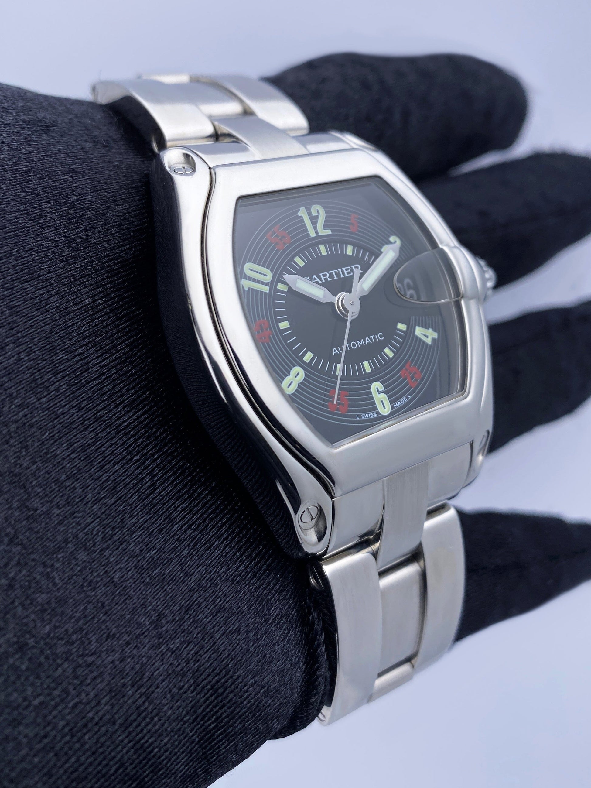 Cartier Roadster W62000V3 Black Dial Stainless Steel Mens Watch - Virtual