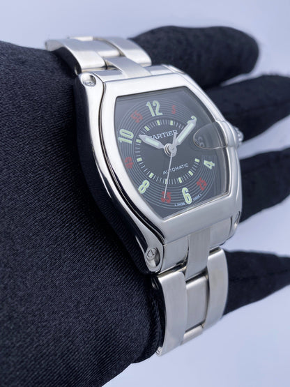 Cartier Roadster W62000V3 Black Dial Stainless Steel Mens Watch - Virtual