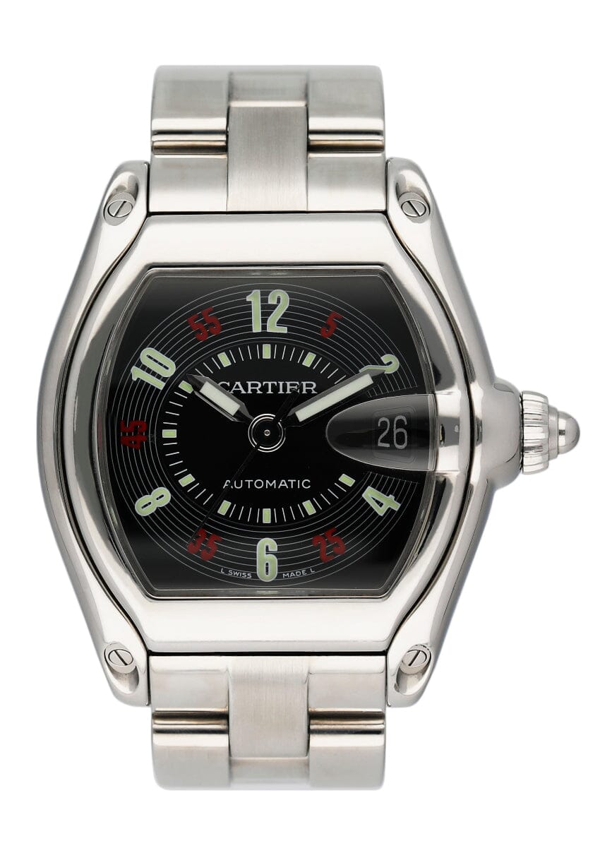 Cartier Roadster W62000V3 Black Dial Stainless Steel Mens Watch - Virtual