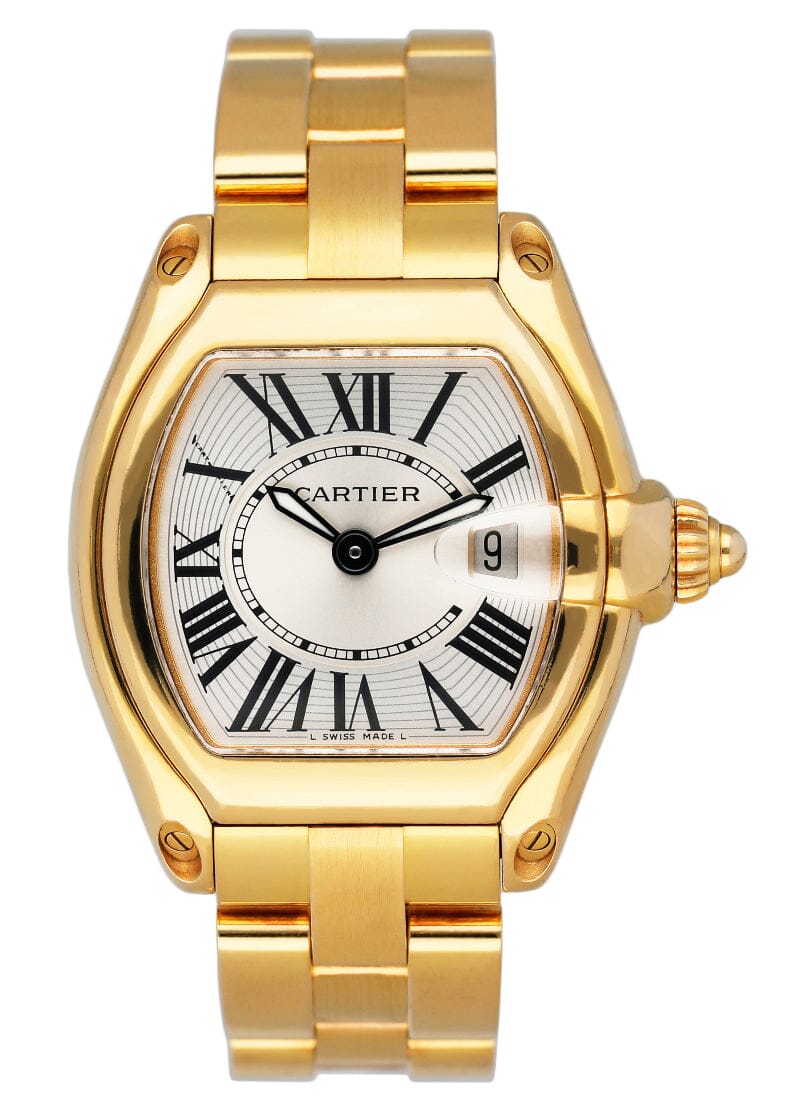 Cartier Roadster W62018Y5 Sliver Dial Yellow Gold Ladies Watch