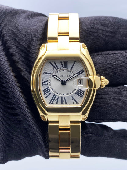 Cartier Roadster W62018Y5 Sliver Dial Yellow Gold Ladies Watch