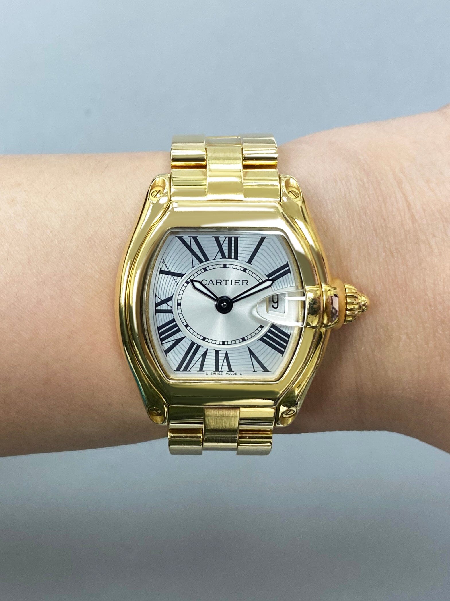 Cartier Roadster W62018Y5 Sliver Dial Yellow Gold Ladies – Phigora