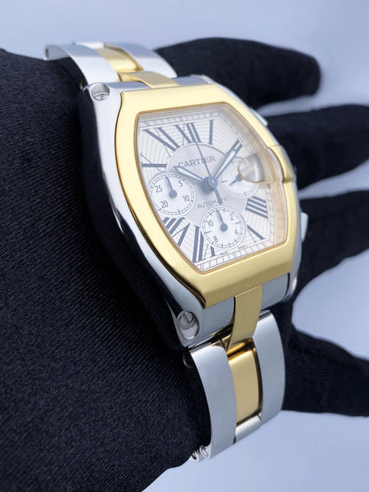 Cartier Roadster W62027Z1 Silver Dial Two Tone Mens Watch