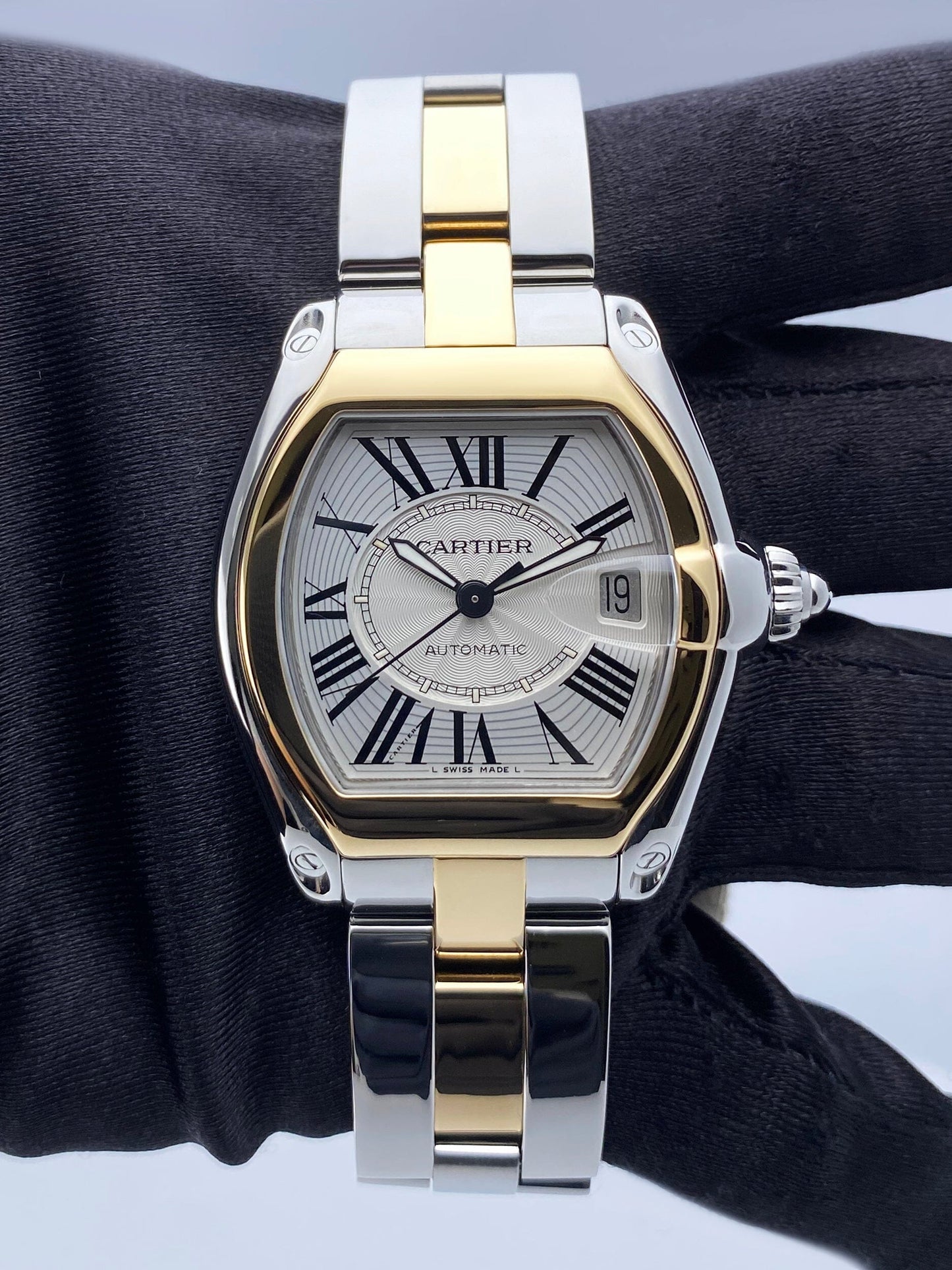 Cartier Roadster W62031Y4 Silver Dial Two Tone Mens Watch - Watches