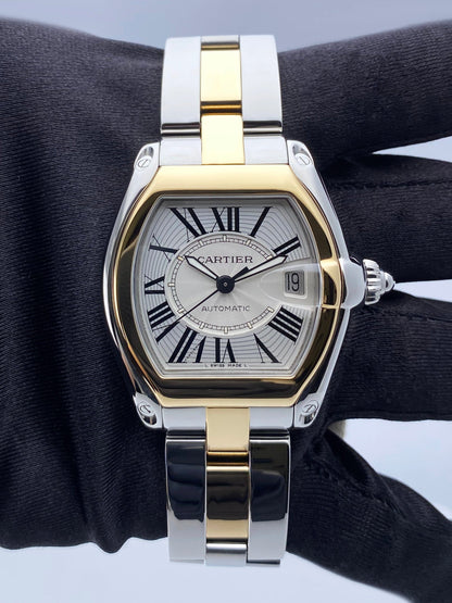 Cartier Roadster W62031Y4 Silver Dial Two Tone Mens Watch - Watches