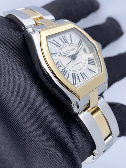 Cartier Roadster W62031Y4 Silver Dial Two Tone Mens Watch - Watches